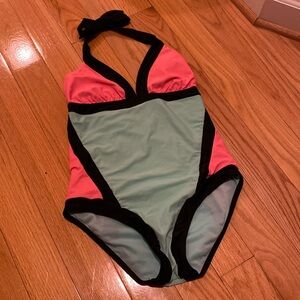 VM Halter Top Multi Colored One Piece Bathing Suit